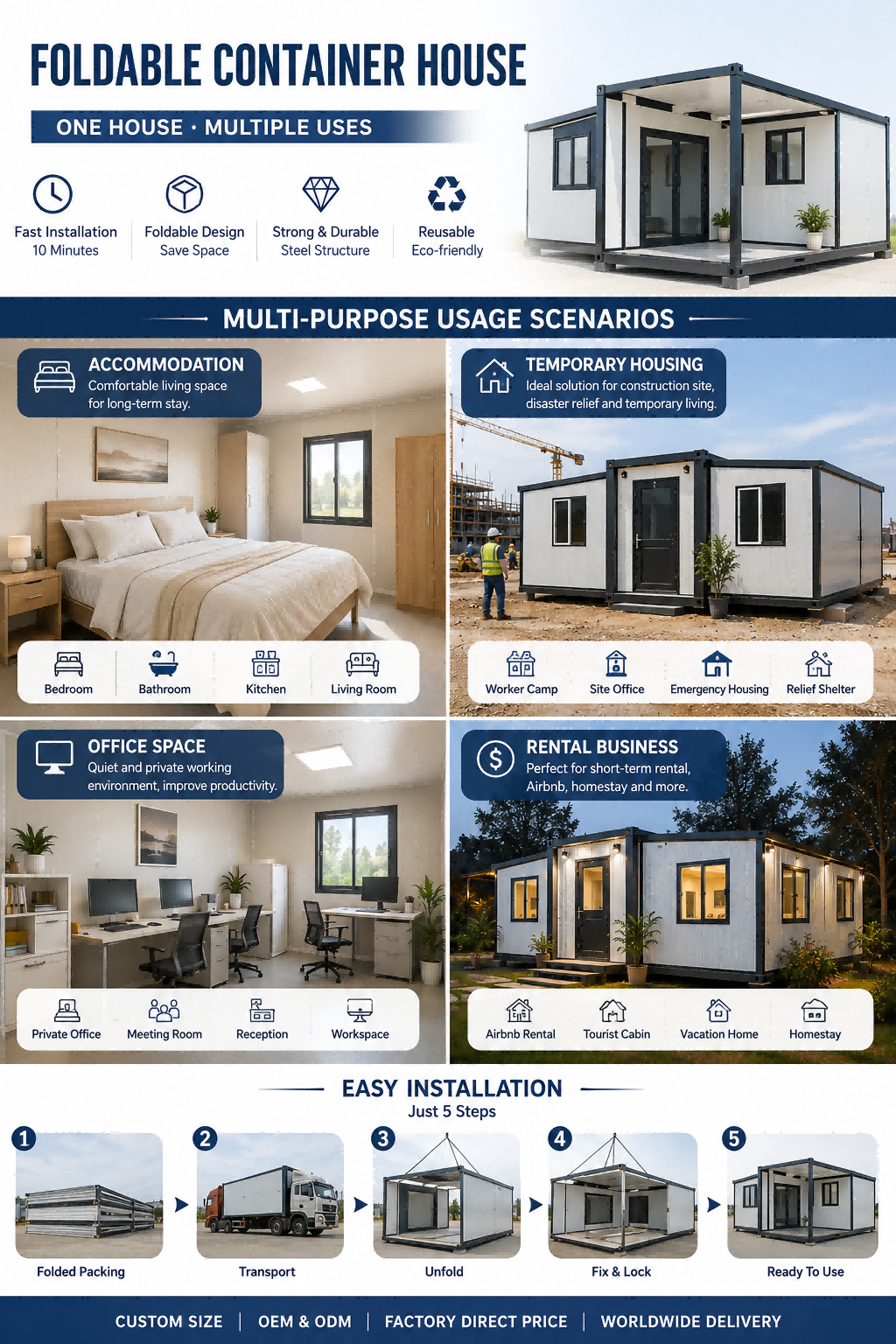 40ft Foldable Container House | Fast-Installation Expandable Prefab Home - product image 6