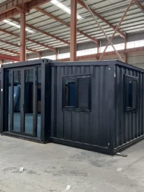 20ft black corrugated expandable container house with central glass door