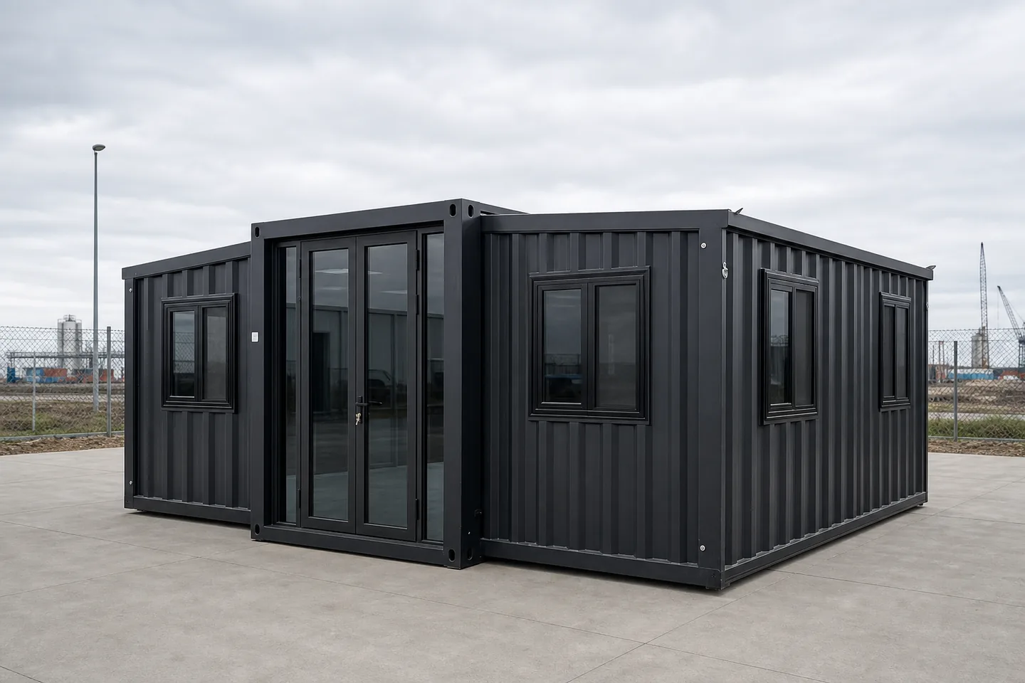 20ft black expandable container office for a project camp
