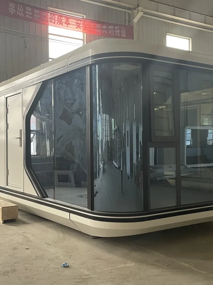 20ft Glass Pod Entry Side 20ft glass pod cabin with secure side entrance door