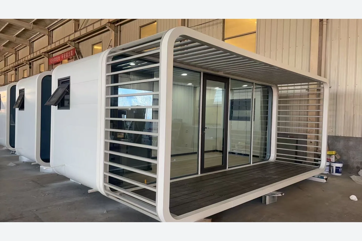 20ft prefab apple pod cabin with terrace and thermal break aluminum windows