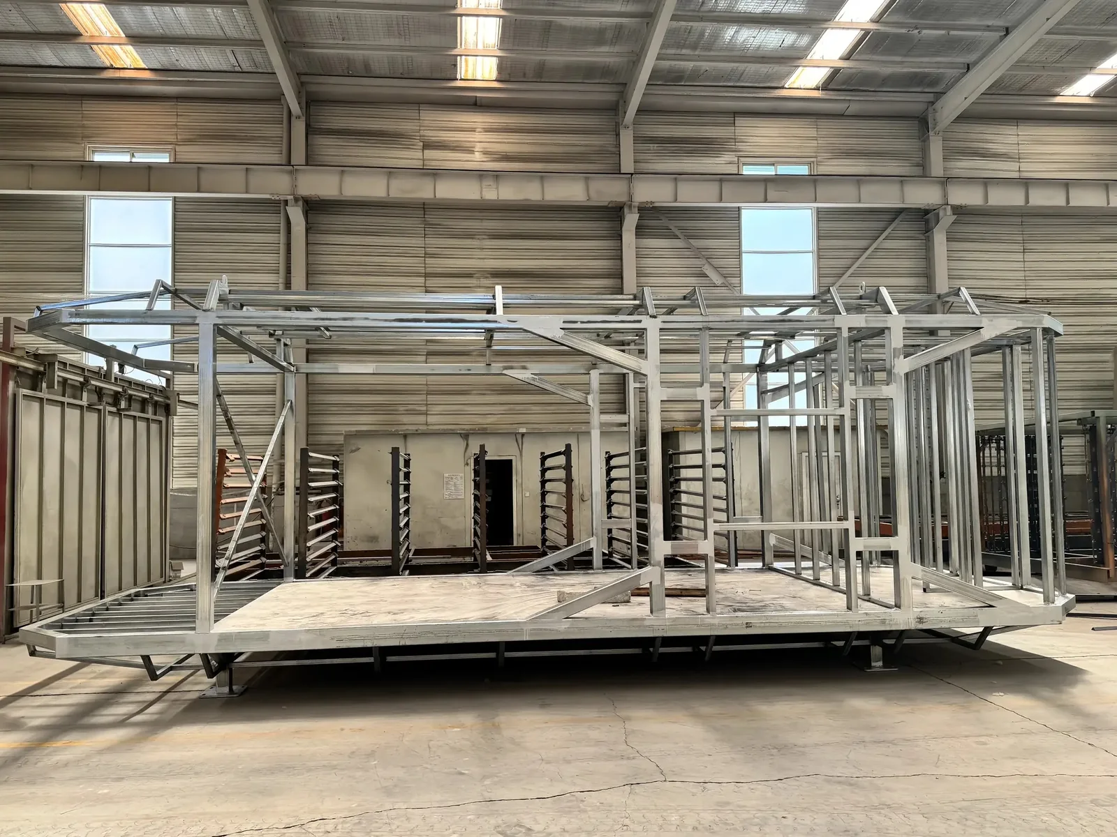 factory fabricated steel structural frame for a 38 square meter Space Capsule House