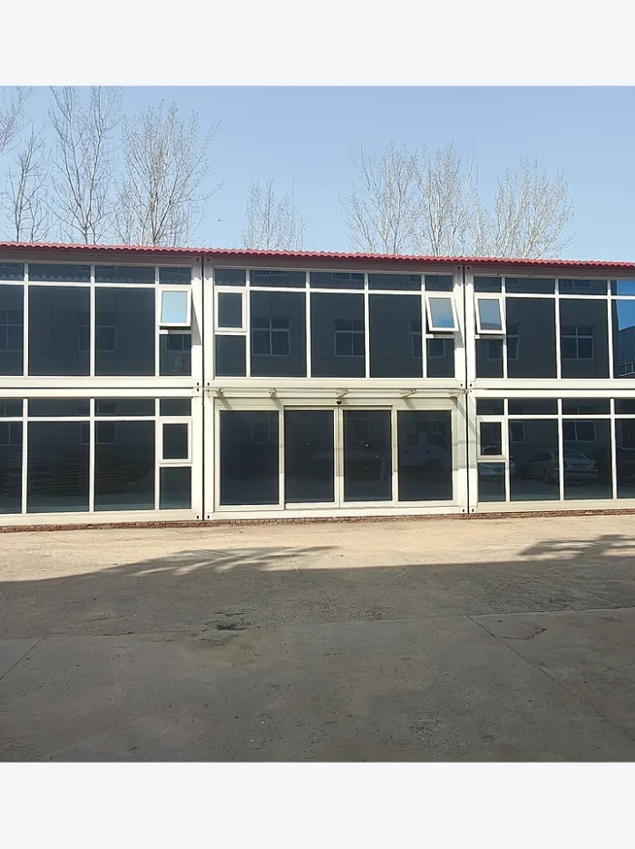 combined two-storey quick-assembly container building for temporary offices and workforce facilities