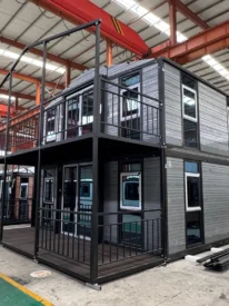 double-storey-folding-house-exterior-3 Two-storey foldable container house prefab building - view 2