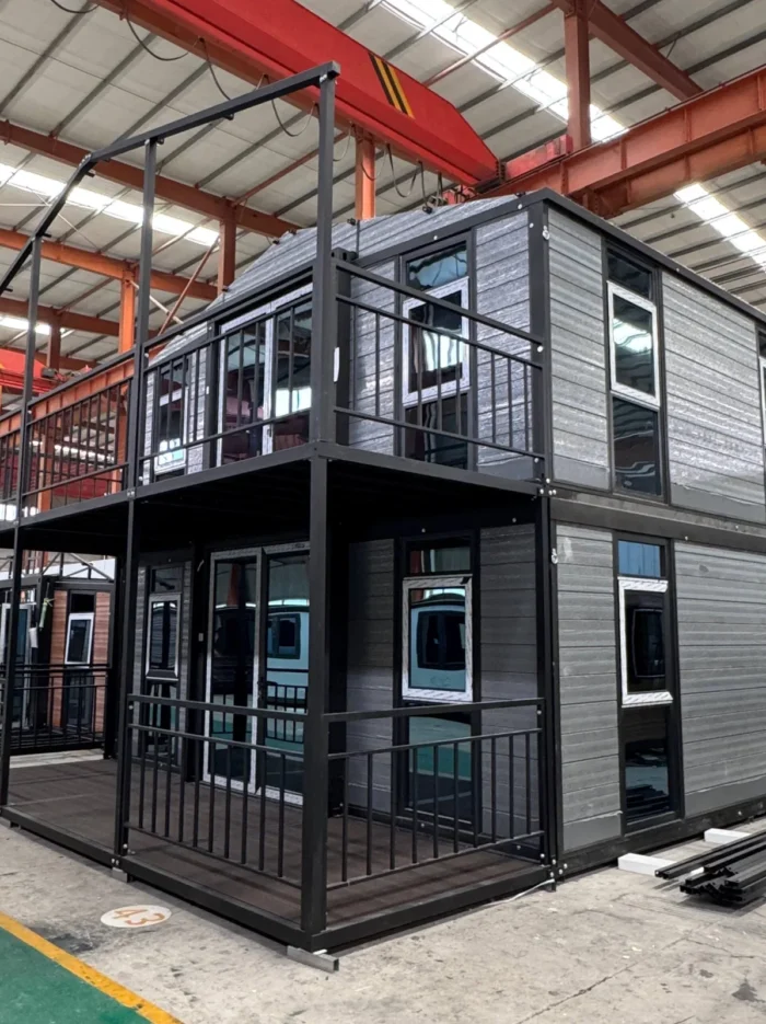 double-storey-folding-house-exterior-3 Two-storey foldable container house prefab building - view 2