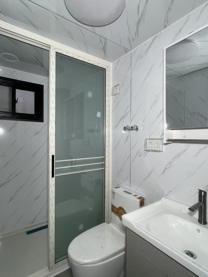 expandable-container-house-bathroom-inspection Expandable container house bathroom inspection with shower toilet and vanity