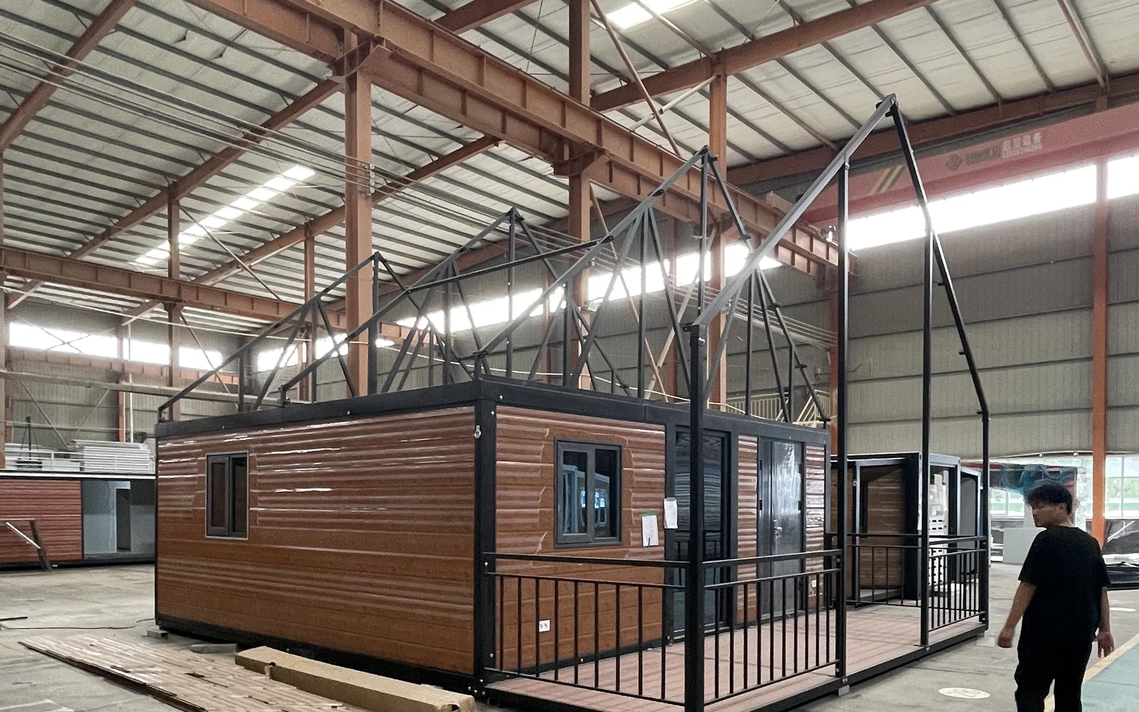 20ft expandable folding house assembled in the factory workshop