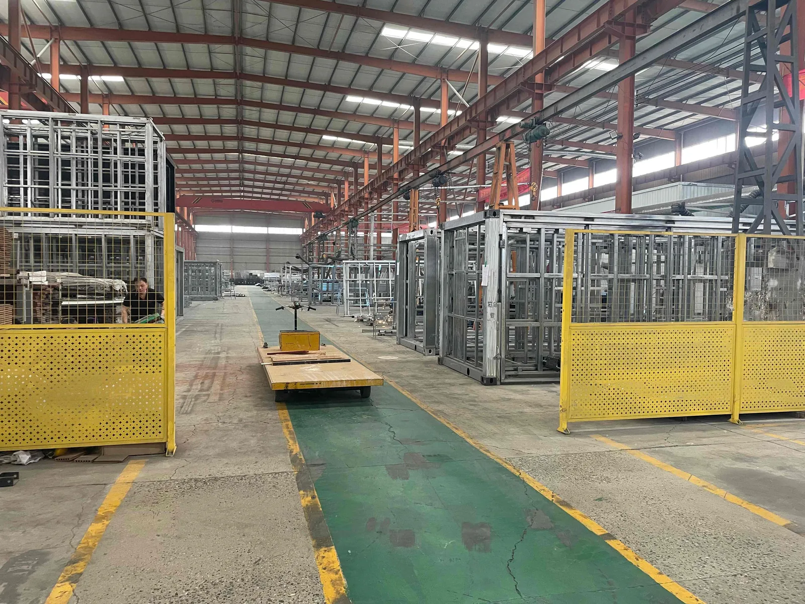 Expandable house frame fabrication inside the factory workshop