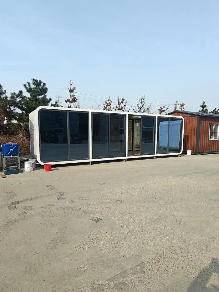 glass-apple-cabin-front 30ft Apple Cabin house modern prefab resort cabin