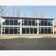 wide front view of a modular quick-assembly container office and accommodation building