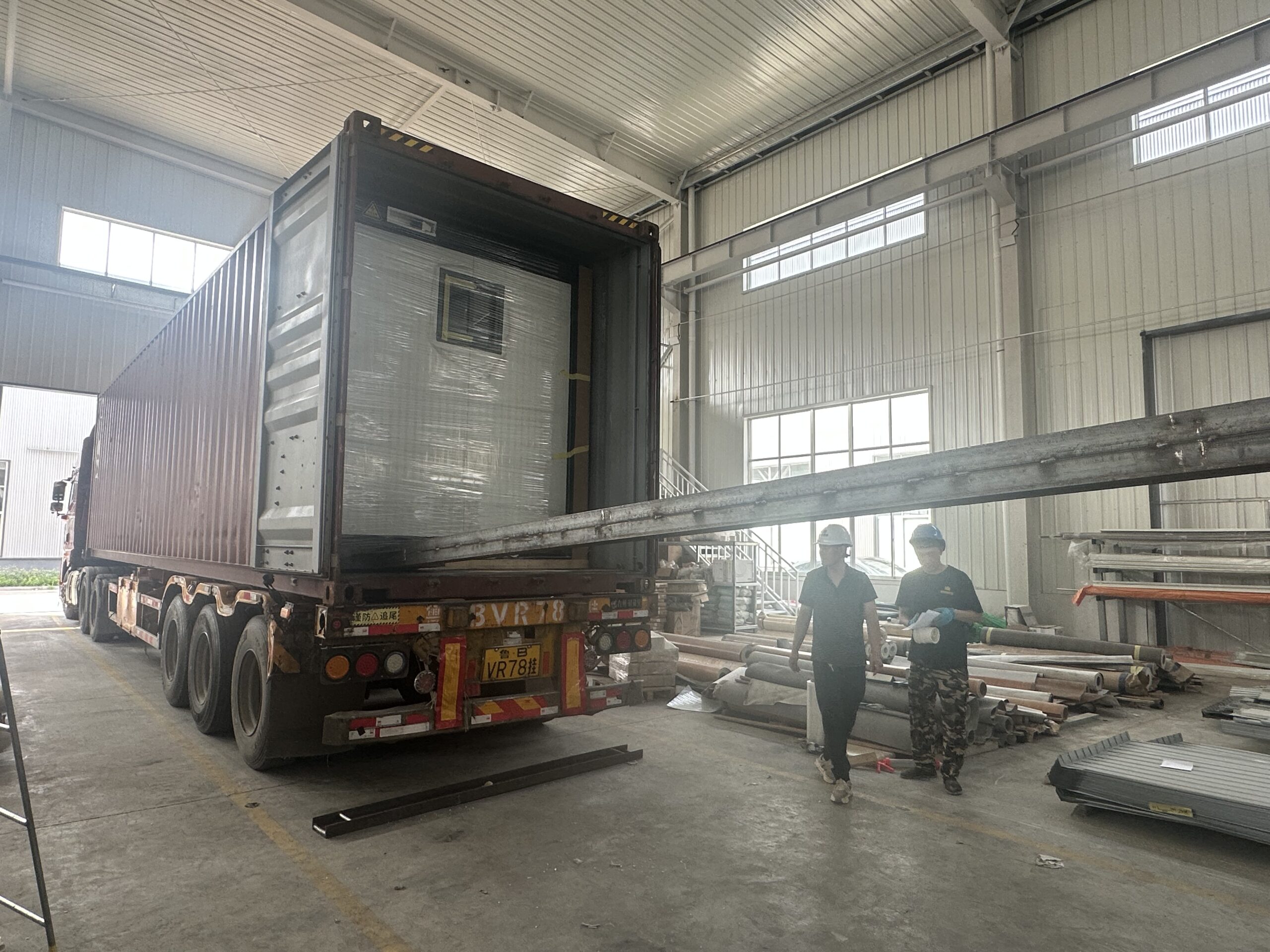 Prefab house container loading and shipment to Guadeloupe