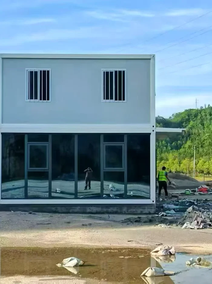 Two-Storey Container House End Elevation end elevation of Indonesia quick-assembly container accommodation project