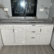 Kitchen cabinets and worktop in a 20ft expandable container home