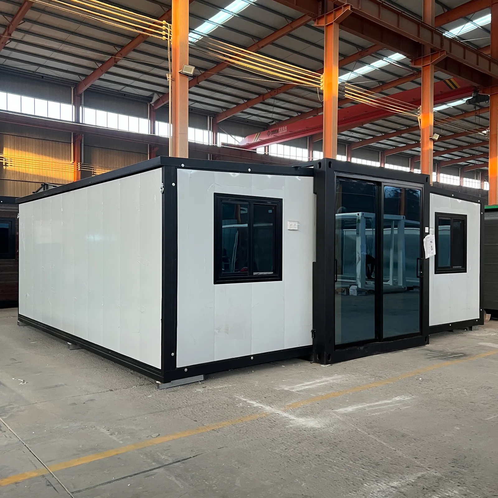 Two-bedroom 20ft expandable house during factory inspection for a Florida customer