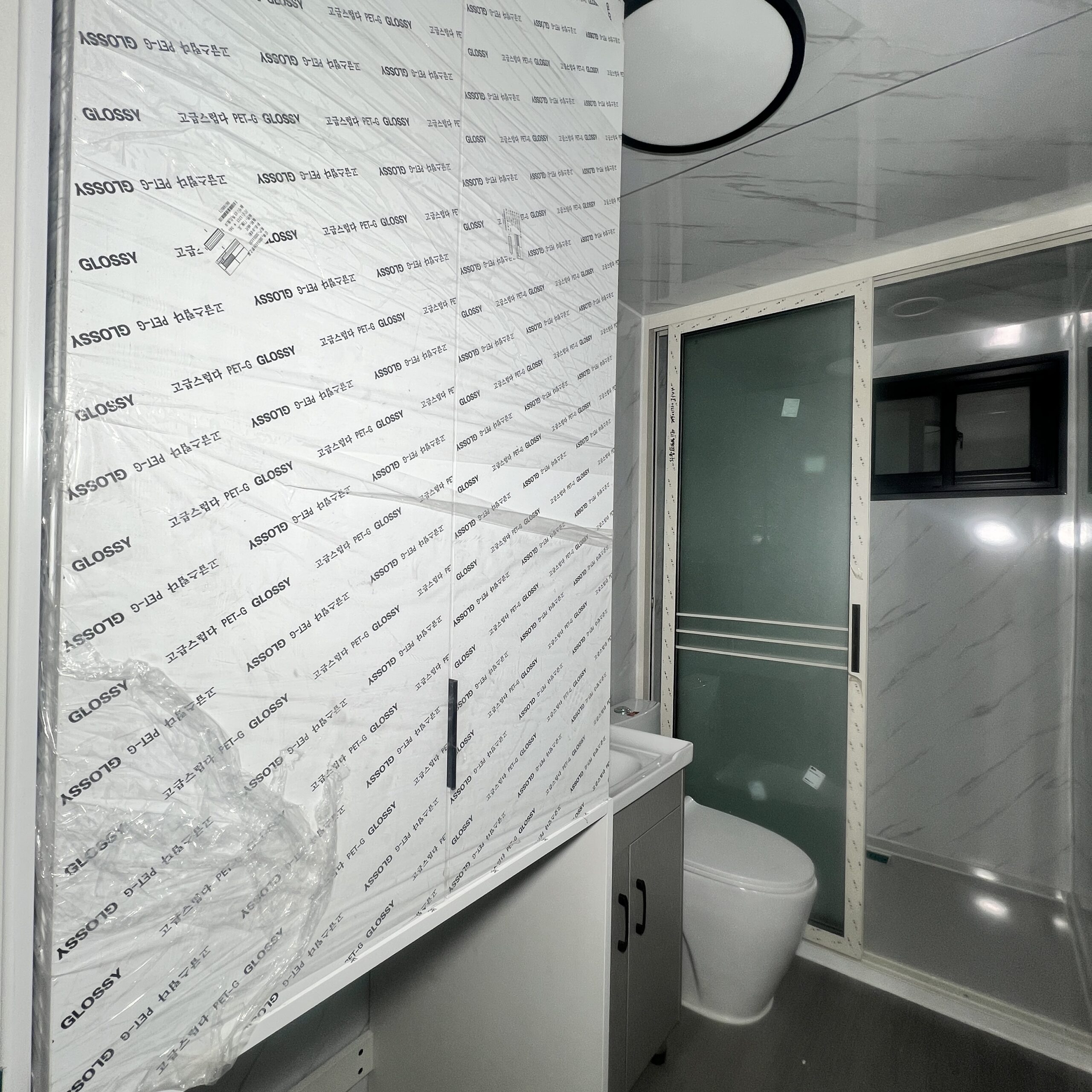 Bathroom inspection before expandable house shipment