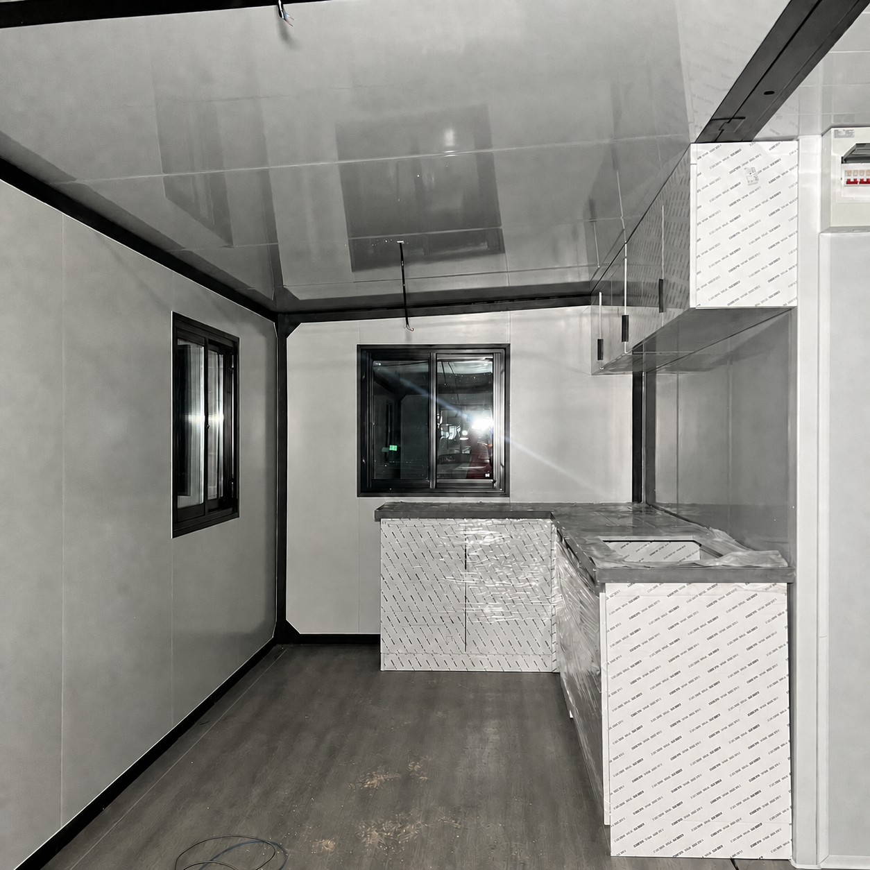 Fitted kitchen inside the 30ft expandable container house