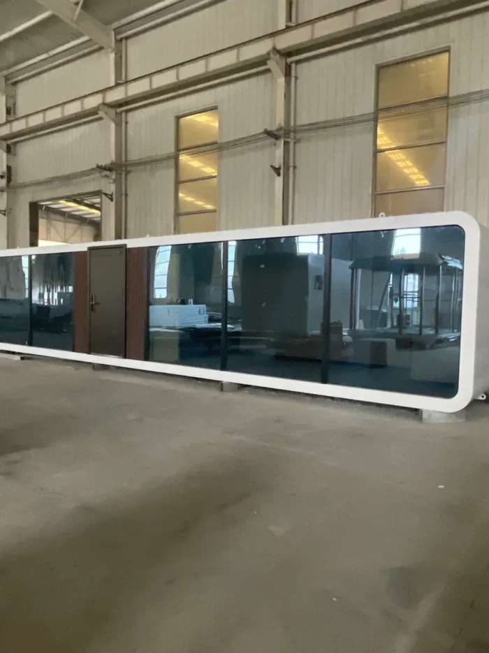 40FT Panoramic Apple Cabin Side View 40FT Apple Cabin exterior side view with rounded modular shell