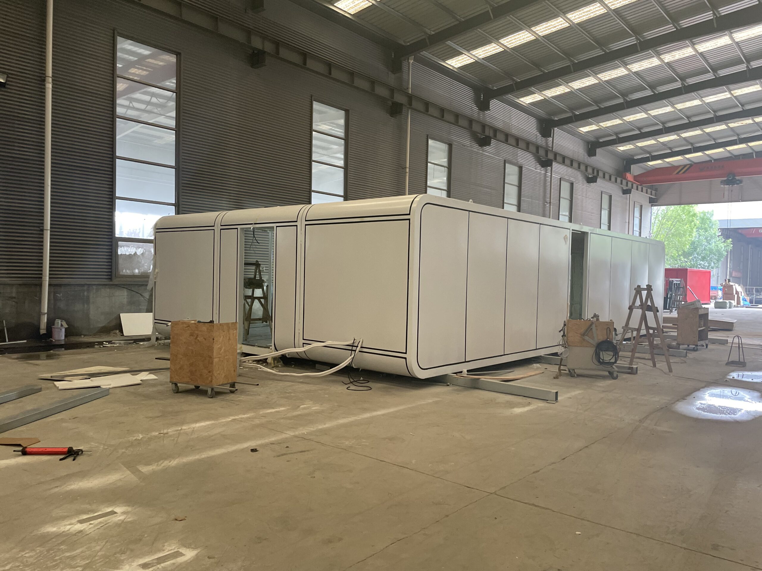 Apple Cabin modular house during production