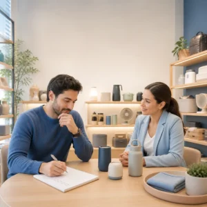 International buyer defining product requirements before comparing suppliers
