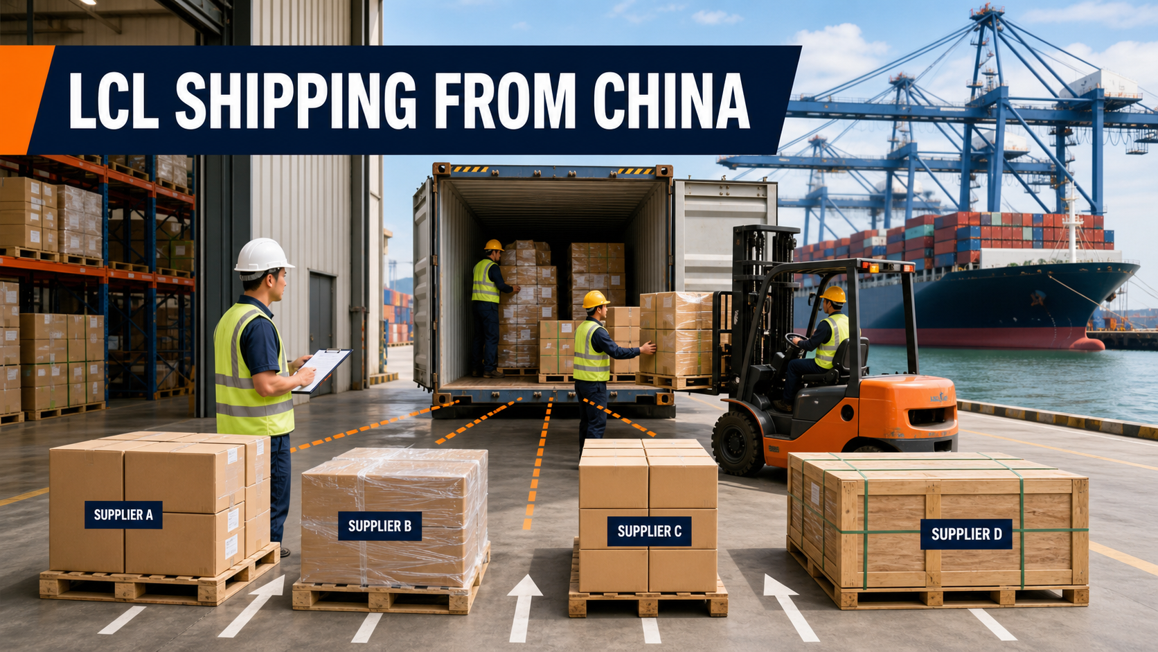 LCL shipping from China with cargo from multiple suppliers consolidated into one container