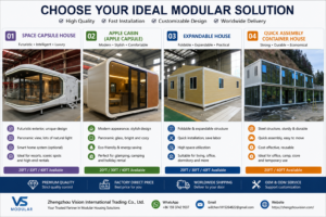 Prefab house buying guide comparing Space Capsule House, Apple Cabin, Expandable House and Quick Assembly Container House